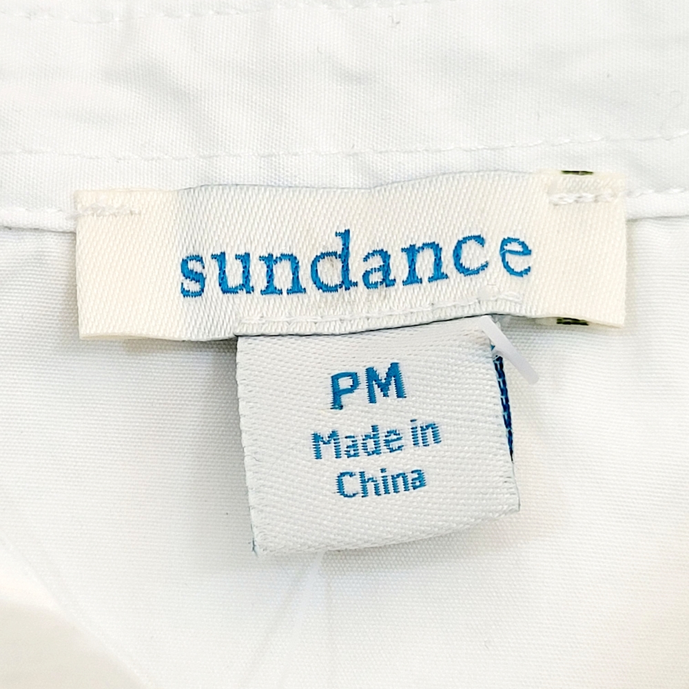 NWOT SUNDANCE Tessa Tuxedo Pleated Button Down Shirt Off White Medium Petite - Picture 5 of 8